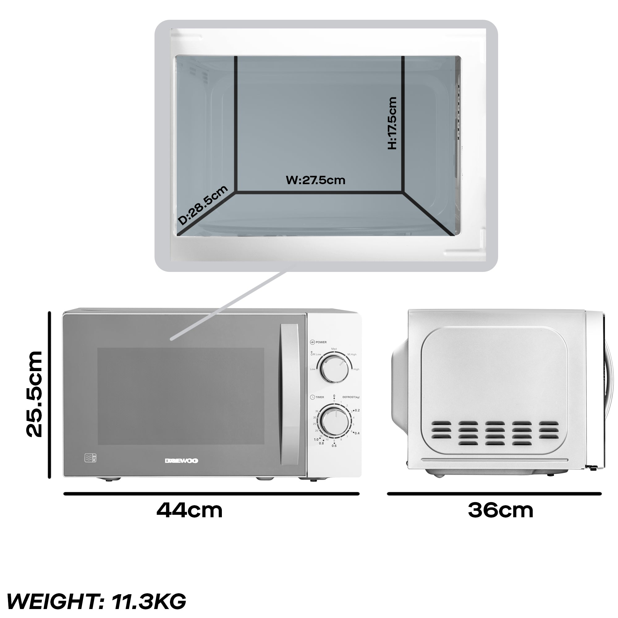 Daewoo 20L Silver Manual 800W Microwave
