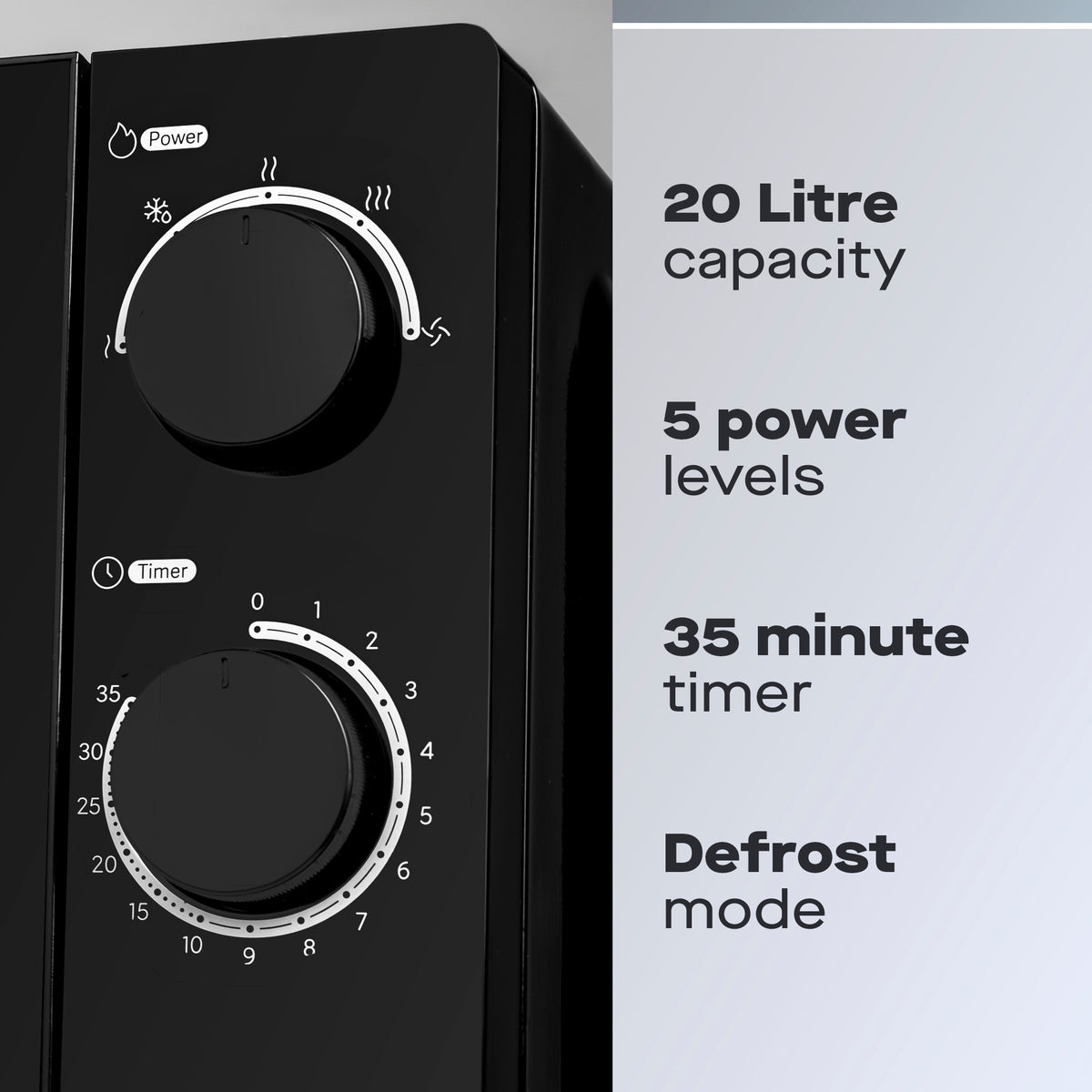 Daewoo 20L Black 700W Manual Microwave