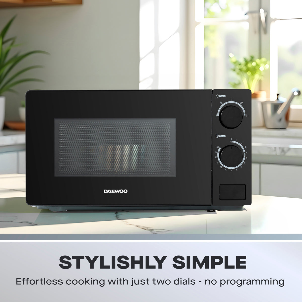 Daewoo 20L Black 700W Manual Microwave