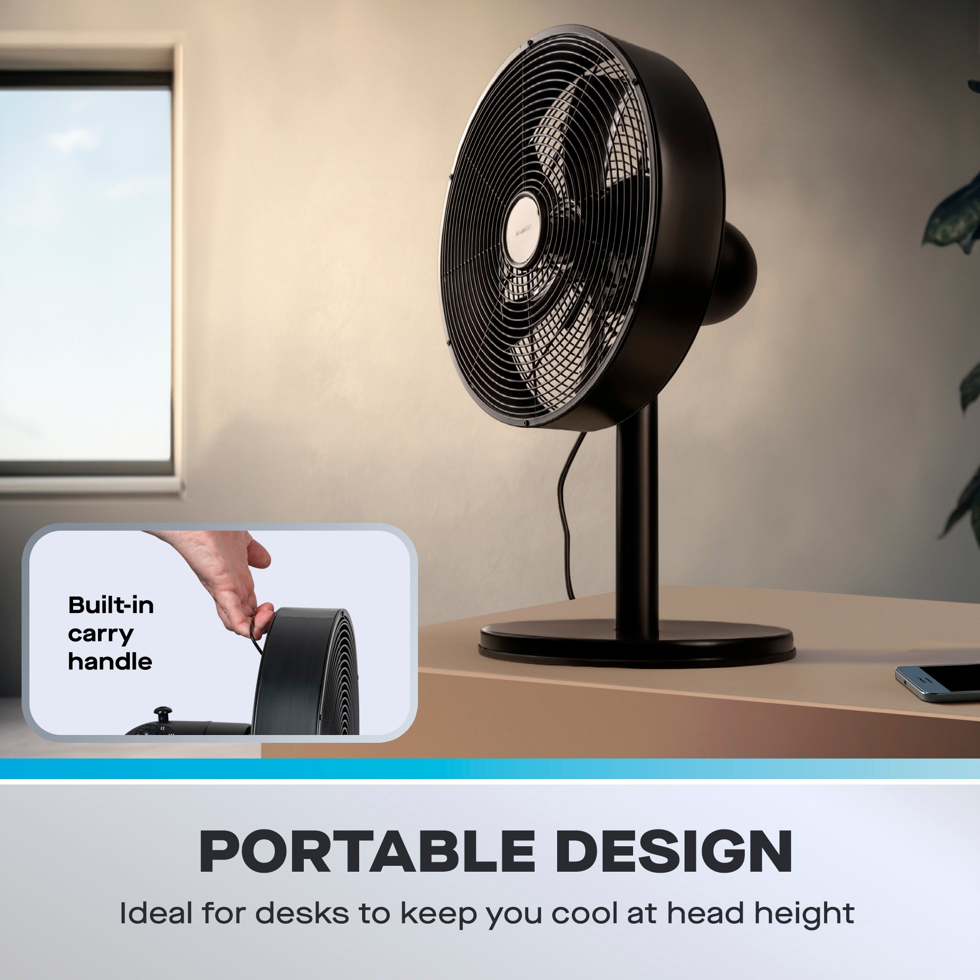 Daewoo 12" Black Metal Desktop Fan