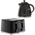 Daewoo Black Argyle Kettle & 4 Slice Toaster Set