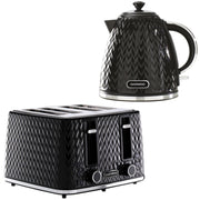 Daewoo Black Argyle Kettle & 4 Slice Toaster Set