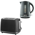 Daewoo Black Cascade Jug Kettle & 2-Slice Toaster Set