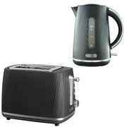 Daewoo Black Cascade Jug Kettle & 2-Slice Toaster Set