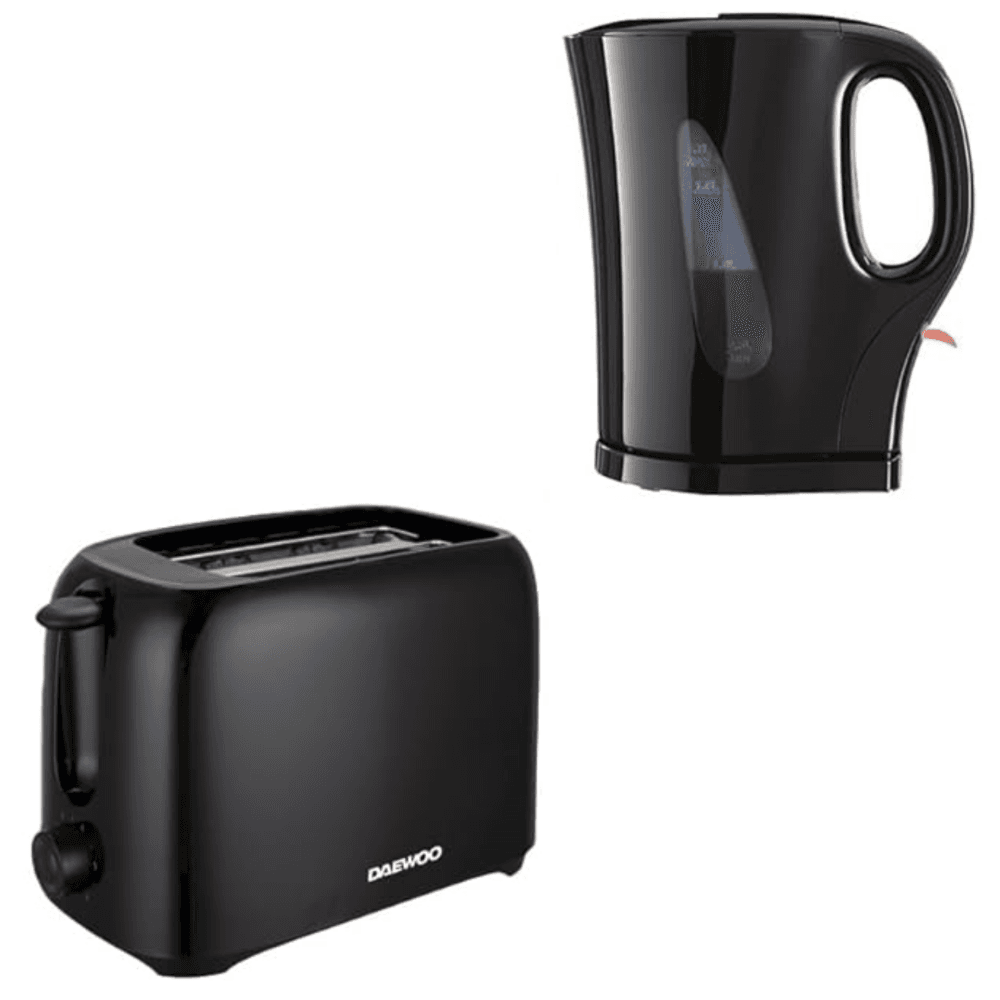 Daewoo Black Essentials 1.7L Kettle & Toaster Set