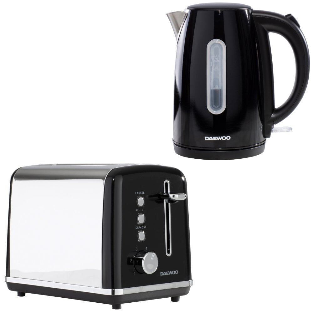Daewoo Black Kensington Jug Kettle & 2-Slice Toaster Set
