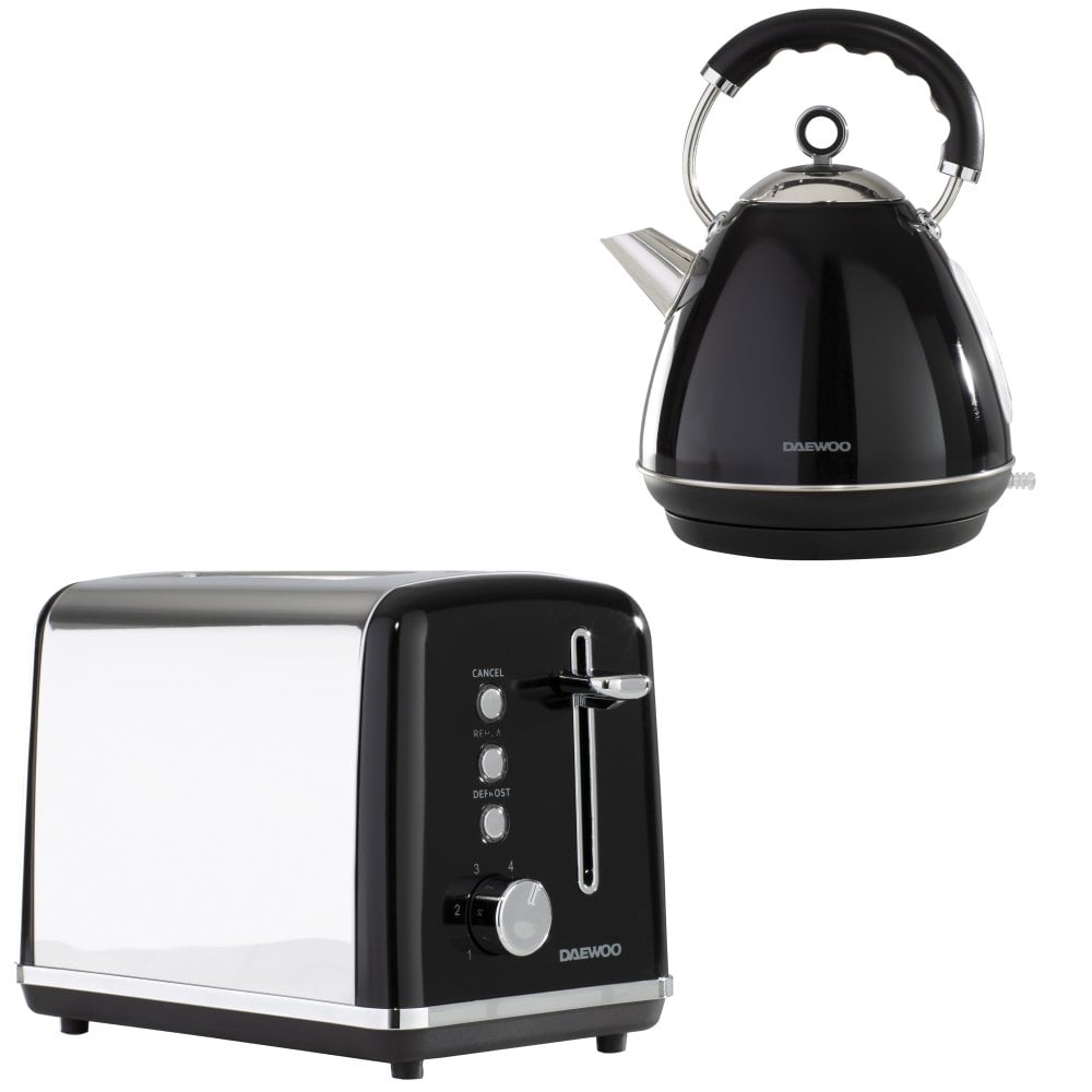 Daewoo Black Kensington Pyramid Kettle & 2-Slice Toaster Set