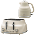 Daewoo Cream Sienna Jug Kettle & 4 Slice Toaster Set