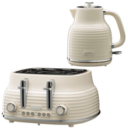 Daewoo Cream Sienna Jug Kettle & 4 Slice Toaster Set
