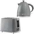 Daewoo Dark Grey Argyle Kettle & 2 Slice Toaster Set