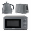 Daewoo Grey Argyle Kettle, 2 Slice Toaster & Microwave Set