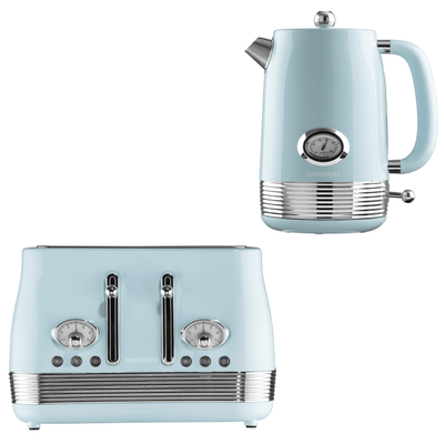 Daewoo Sky Blue Denver Jug Kettle & 4 Slice Toaster Set