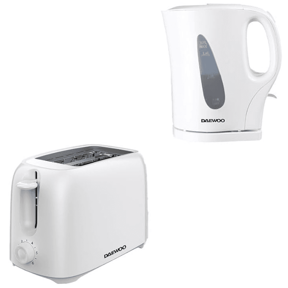 Daewoo White Essentials 1.7L Kettle & Toaster Set